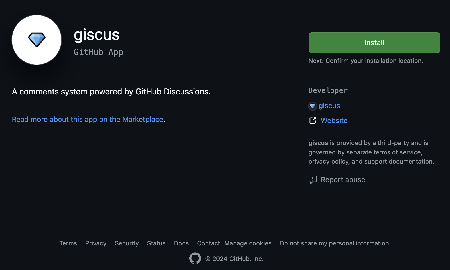 Install giscus App Page