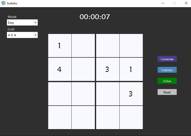 Sudoku Game 4x4