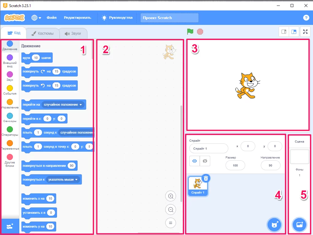 Интерфейс Scratch