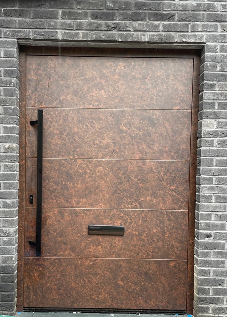 Bespoke HPL panel door with wood-grain finish