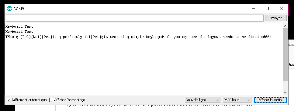 Serial keyboard test arduino