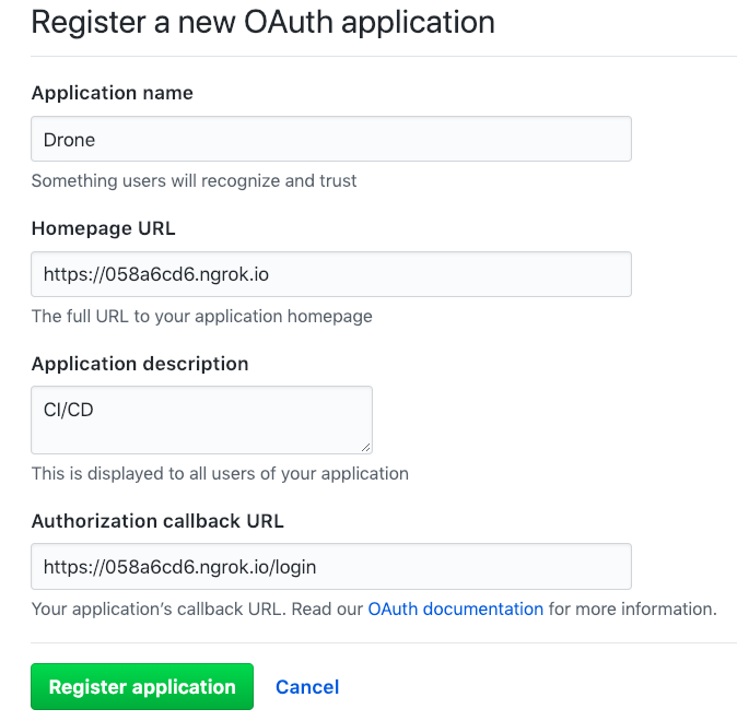 Register a new OAuth application