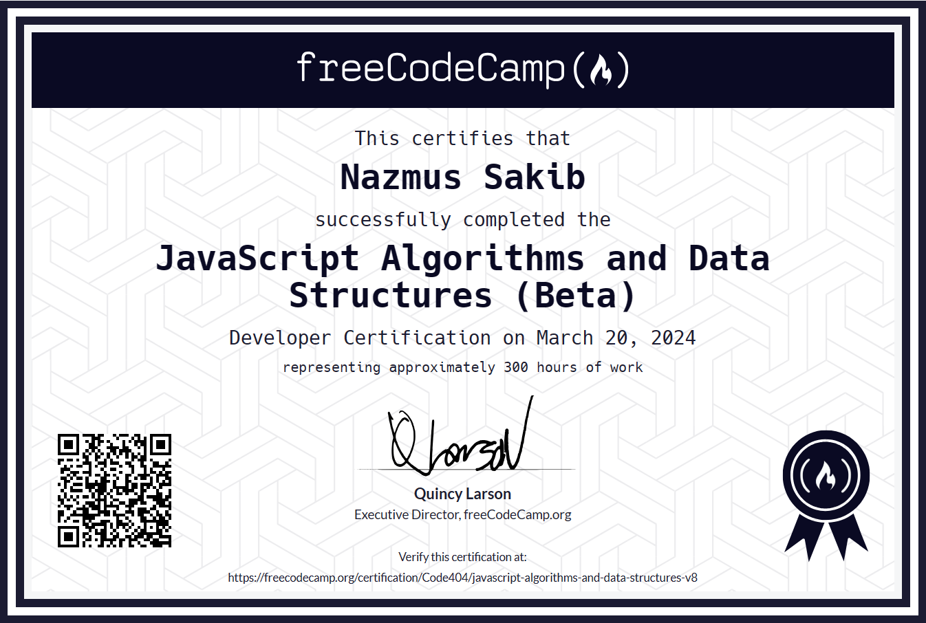 Javascript Algorithms And Data Structures Certification by FreeCodeCamp.org