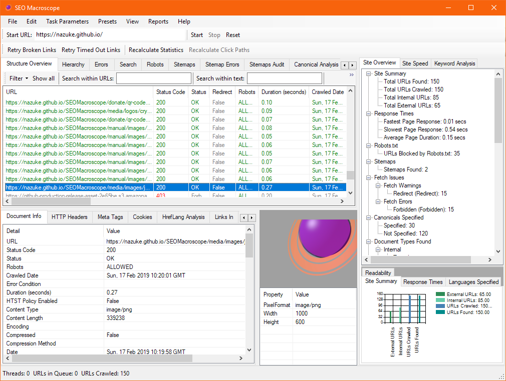 SEO Macroscope application window SEO Macroscope application window