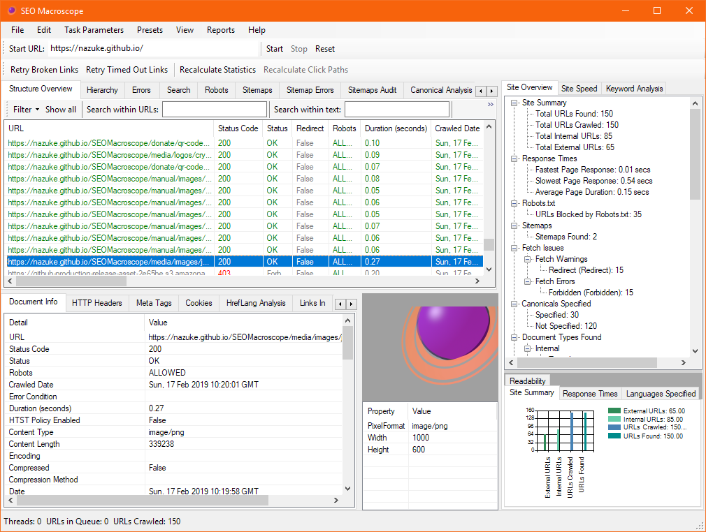 SEO Macroscope application window