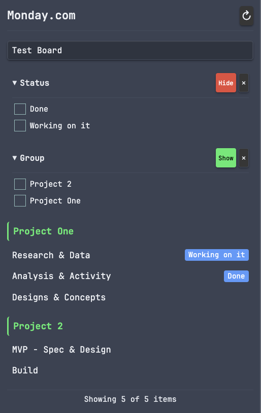 Sidebar with Filters
