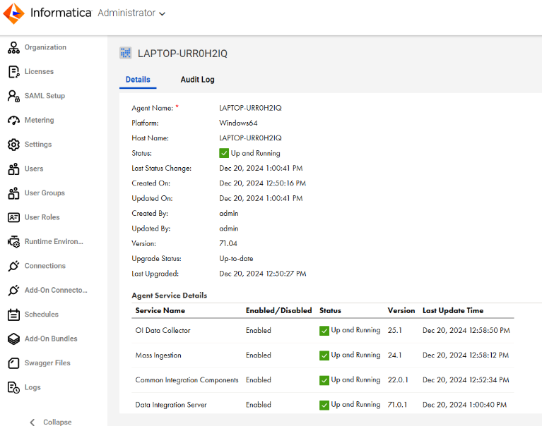 Informatica Secure Agent Running