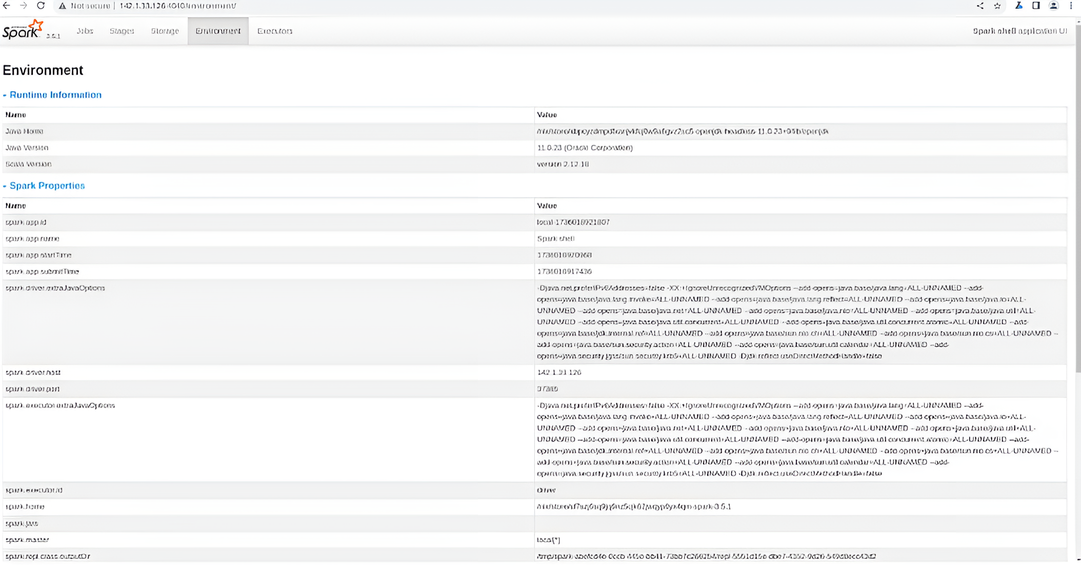 Spark Web UI Executor Information