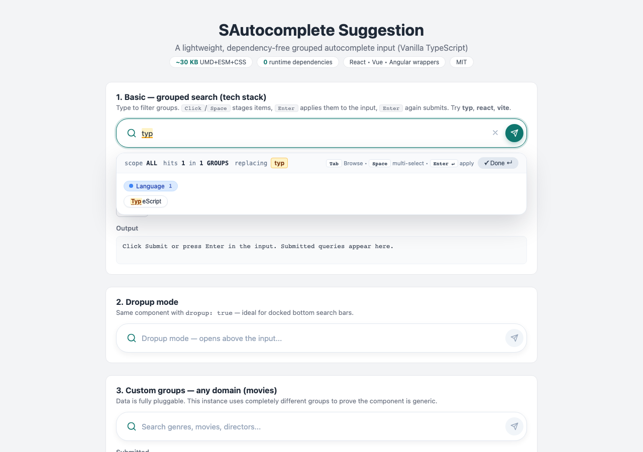 SAutocomplete Demo