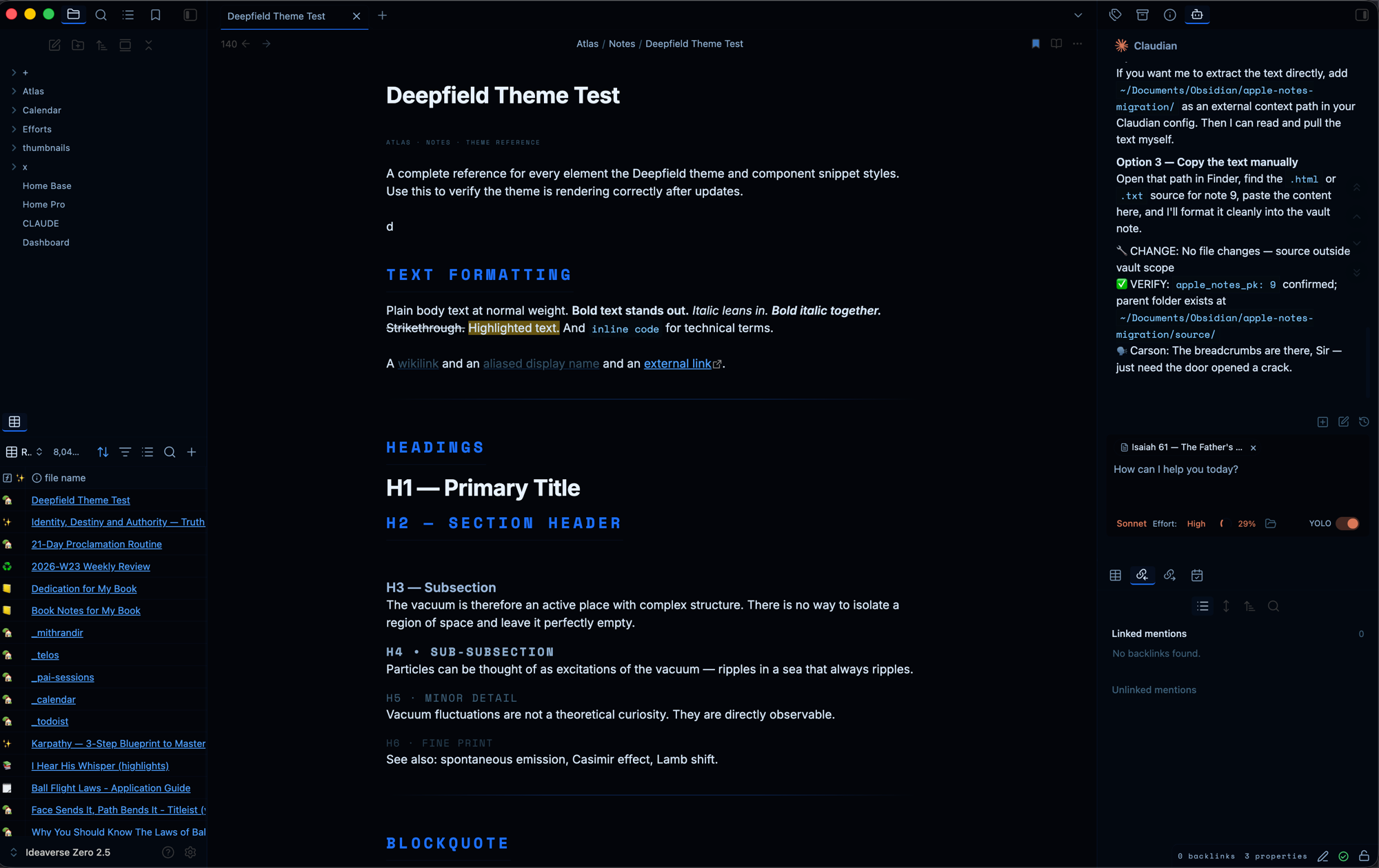 Deepfield — Electric (default), dark mode
