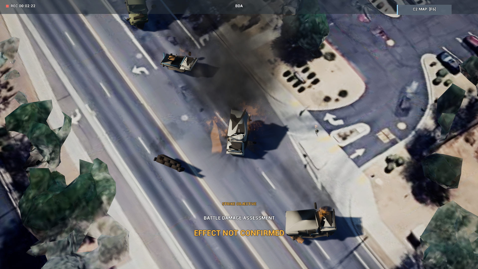 ISR view of fire and smoke after the scripted effect