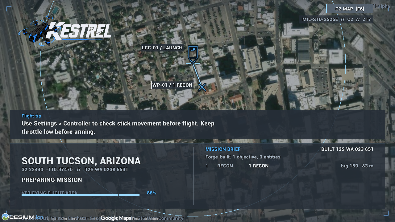 Loading brief with launch location and objective