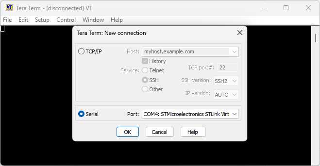 New connection in Tera term