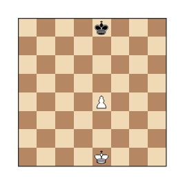 A near-empty board with the two kings on e1 and e8 and a white pawn on e4, labels off and no caption