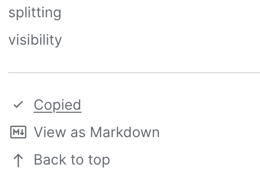 After clicking: the icon becomes a check and the label reads Copied