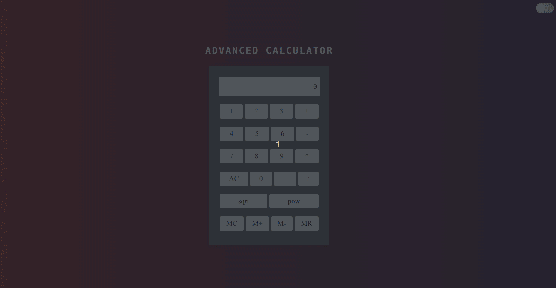 Advanced Calculator DOM Widget