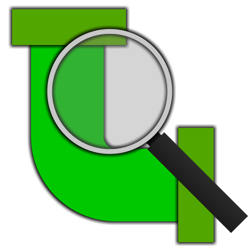 logo: l-pipe with magnifying glass