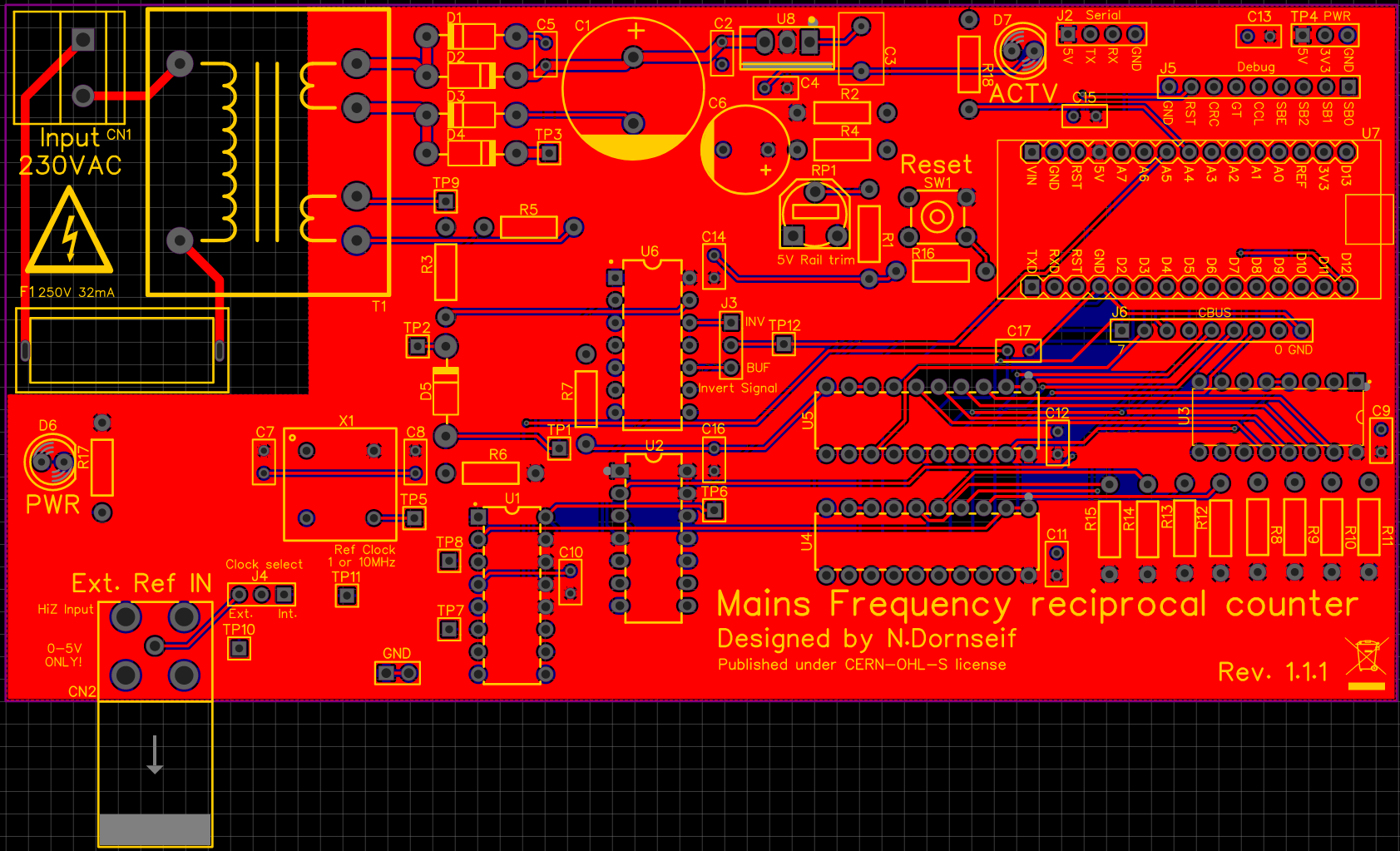 Topside of the circuit board