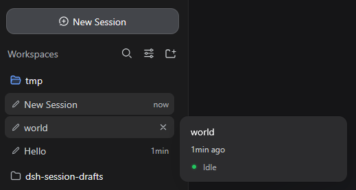 Drafts in the DSH sidebar