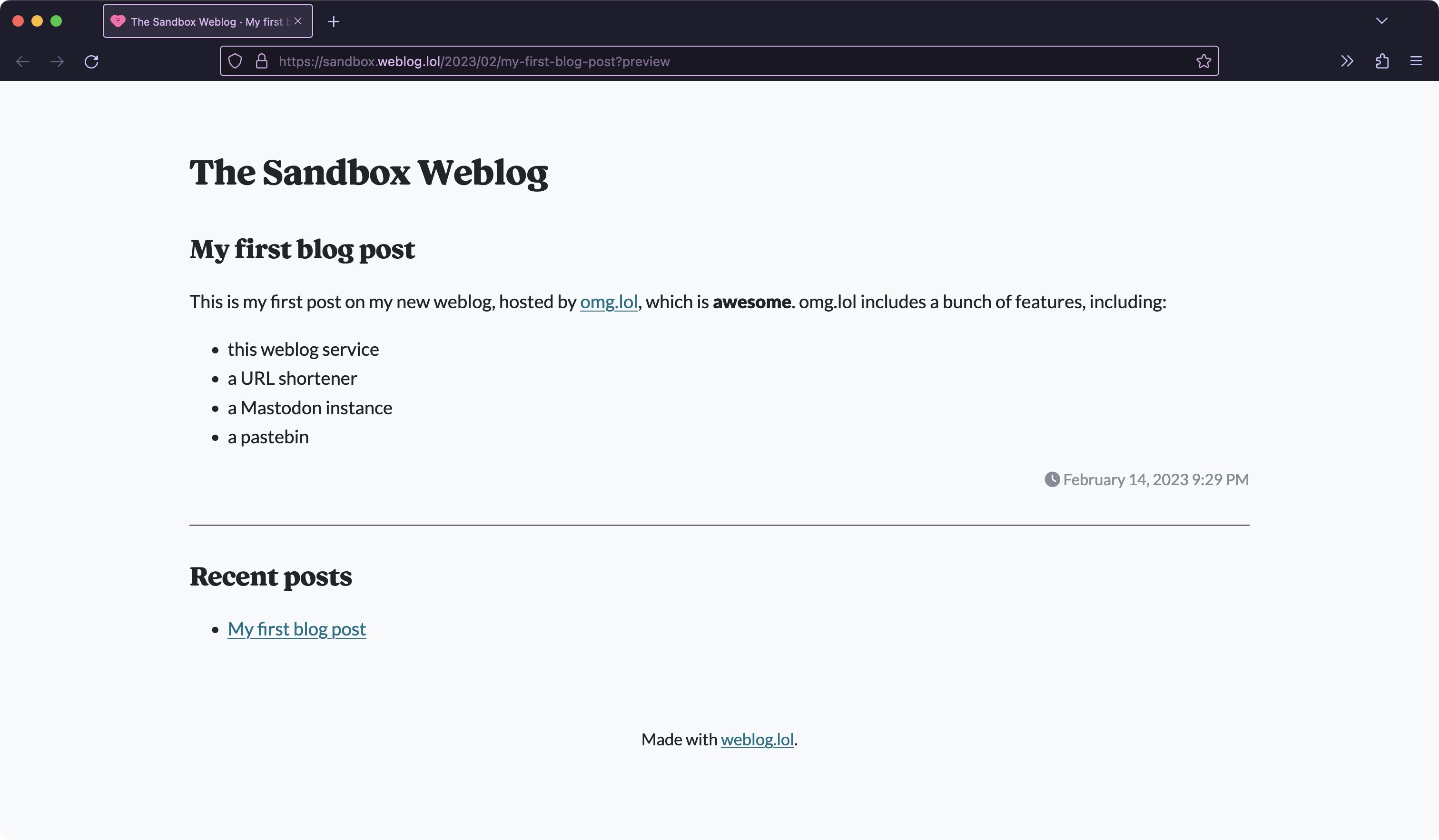 Screenshot of a web browser showing a web post