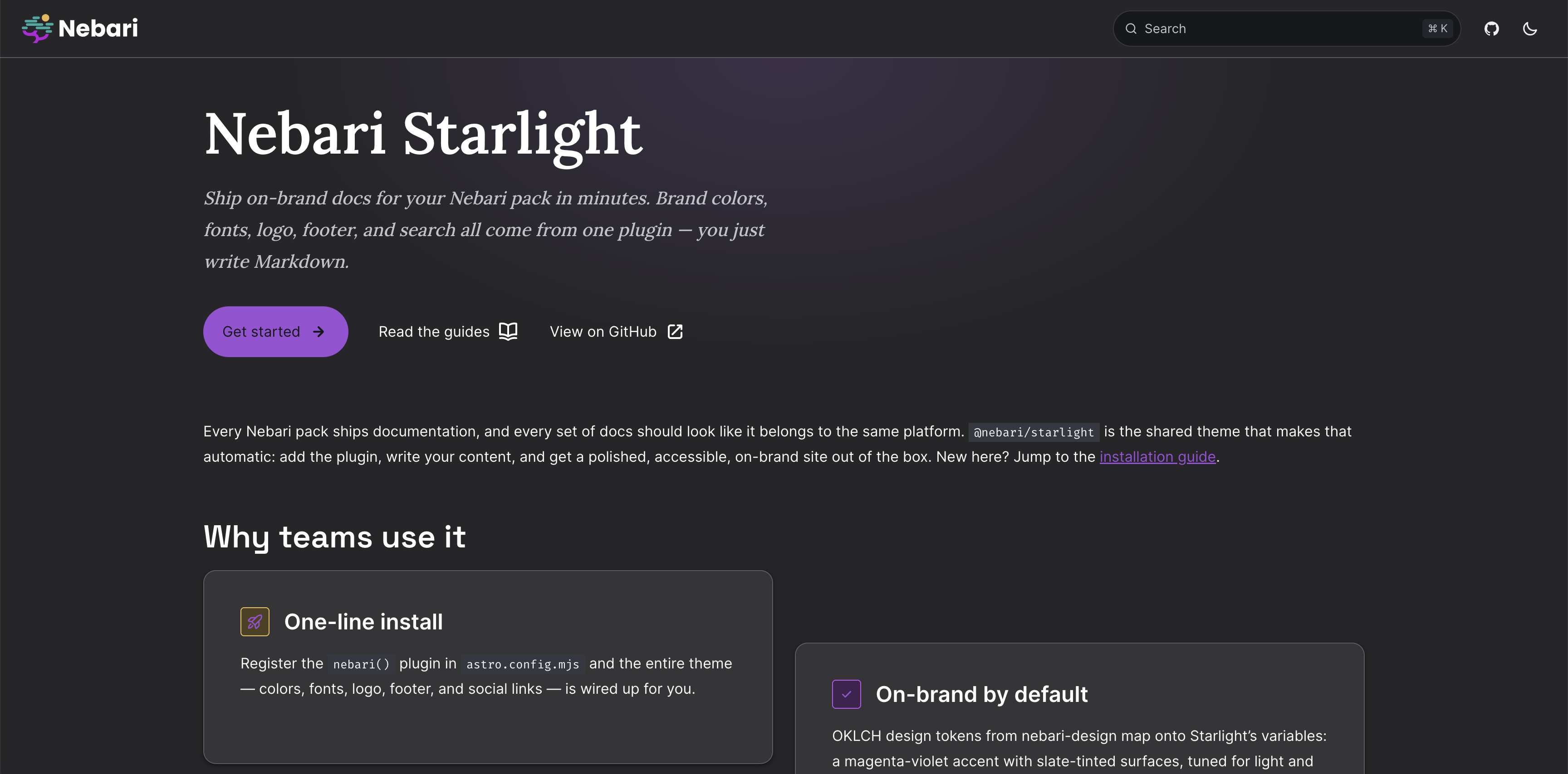 Nebari Starlight, dark mode