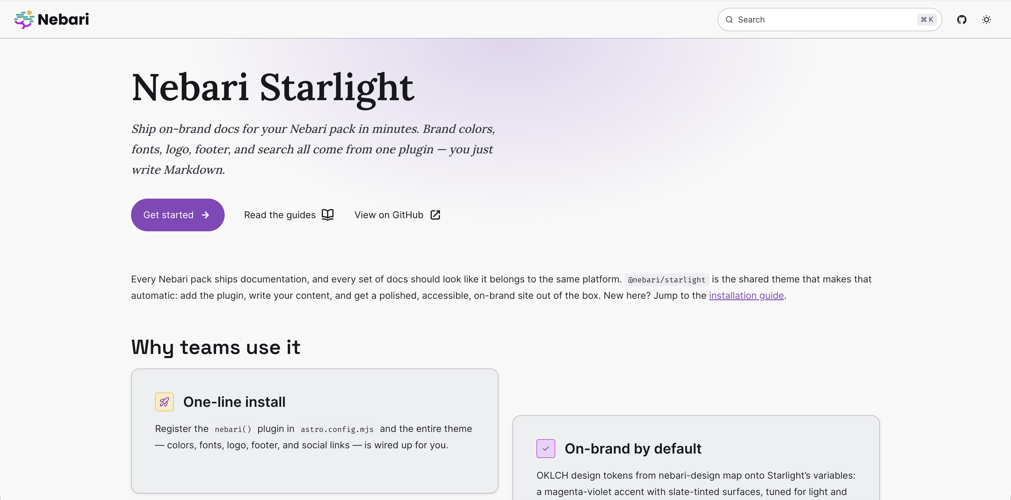 Nebari Starlight, light mode