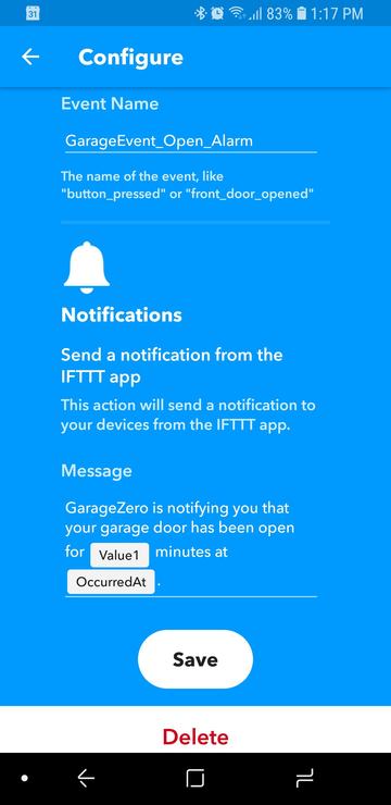 IFTT App GarageEvent_Open_Alarm