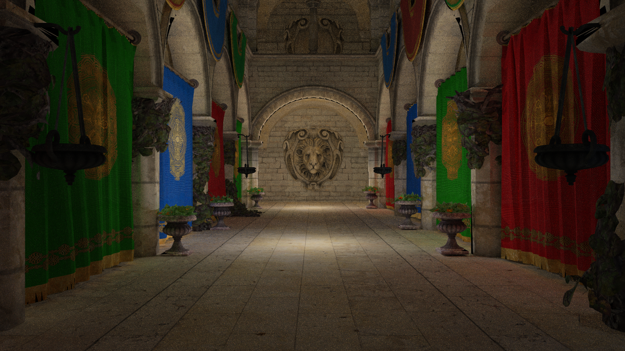 Sponza Path Traced: Direct + Indirect Lighting