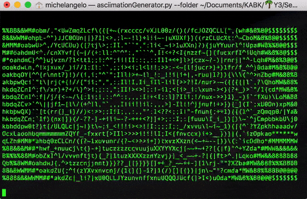 Showcase of the asciimator in practice