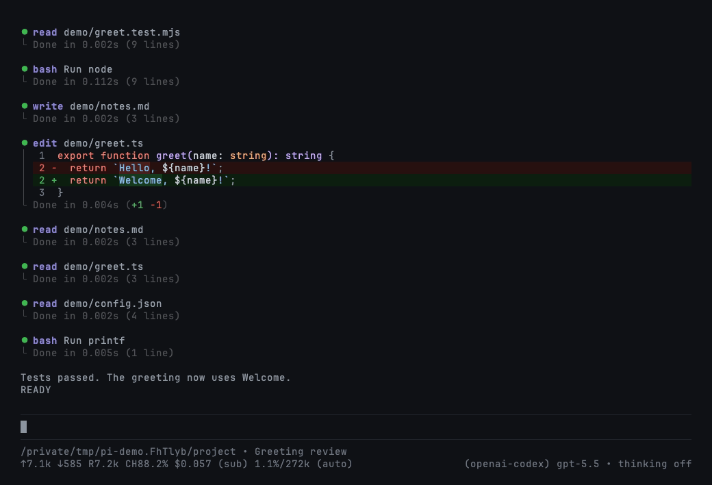 A resumed session with 18 tool calls reduced to its two prompts and answers