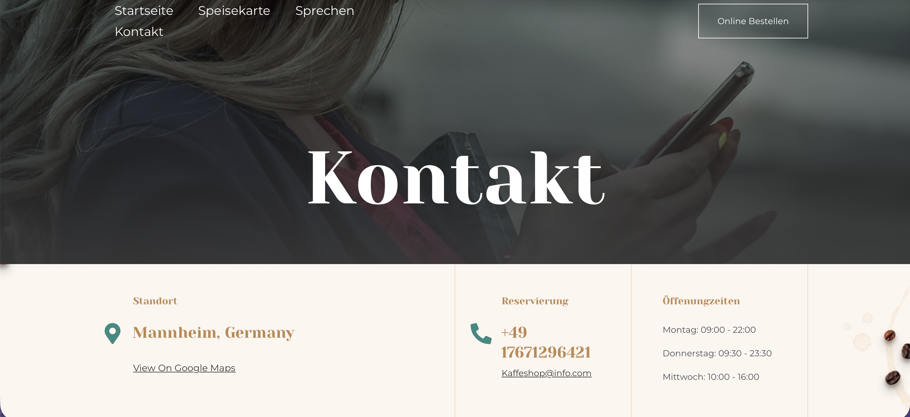 Café Website website screenshot 3