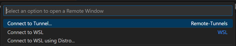 VSCode connect to tunnel