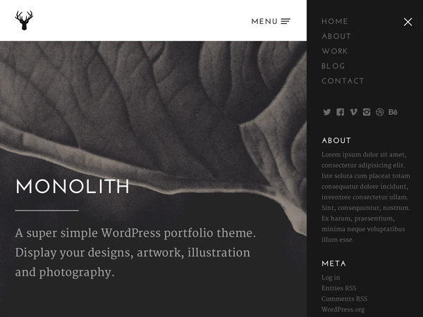 Screentshot of Monolith, a WordPress theme