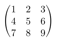A 3x3 matrix that is {{1, 2, 3}, {4, 5, 6}, {7, 8, 9}}