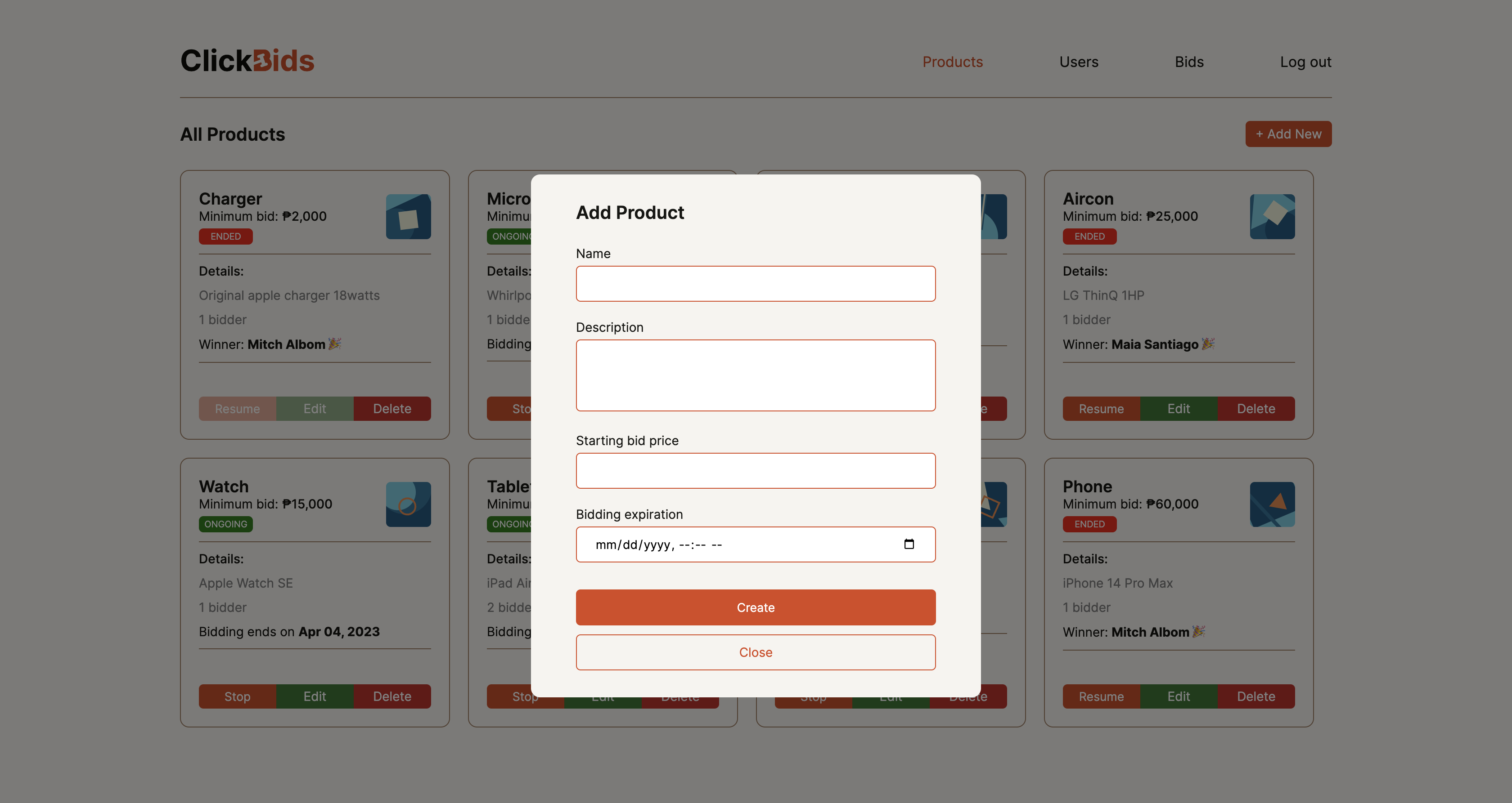 Add New Product Modal