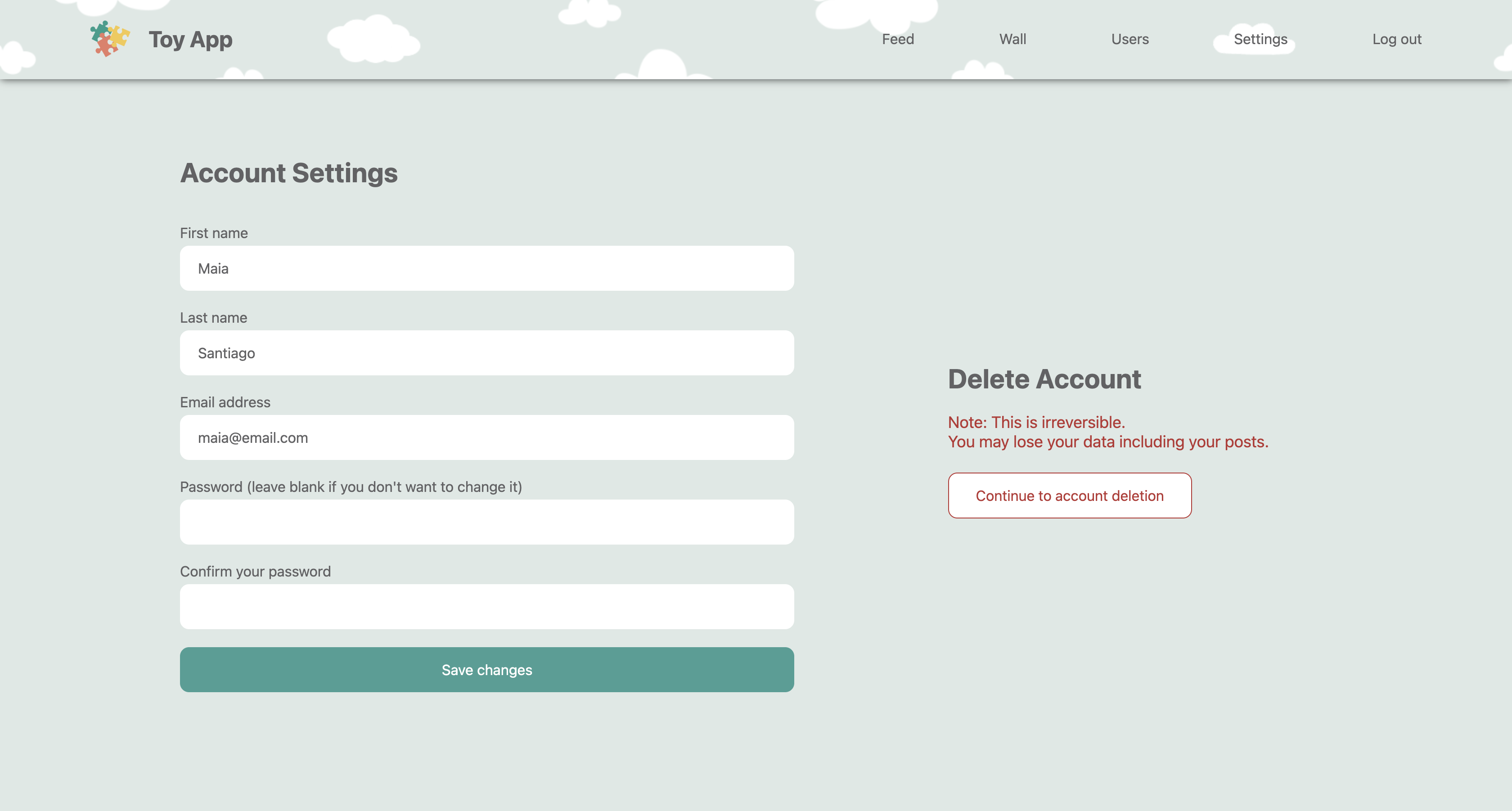 Settings Page