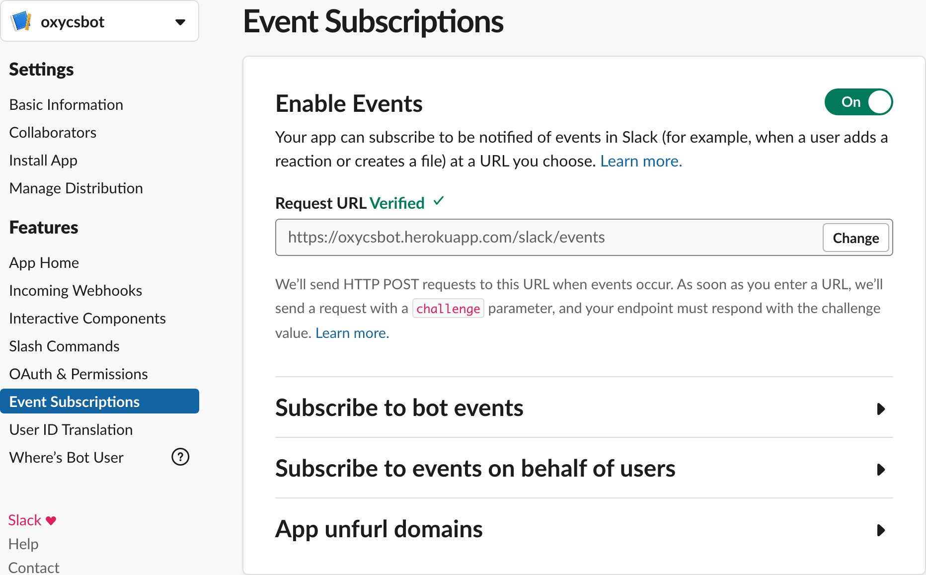 Enable events