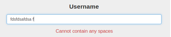custom validation message for no space