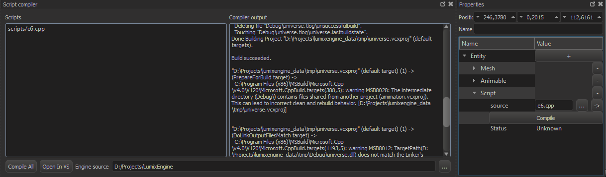 Script compiler window