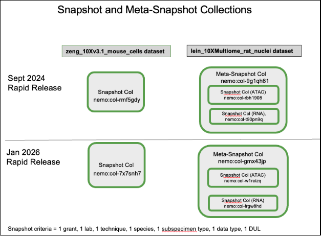 Diagram 1: Illustration of how snapshot and meta-snapshot collections are generated for each Rapid Release