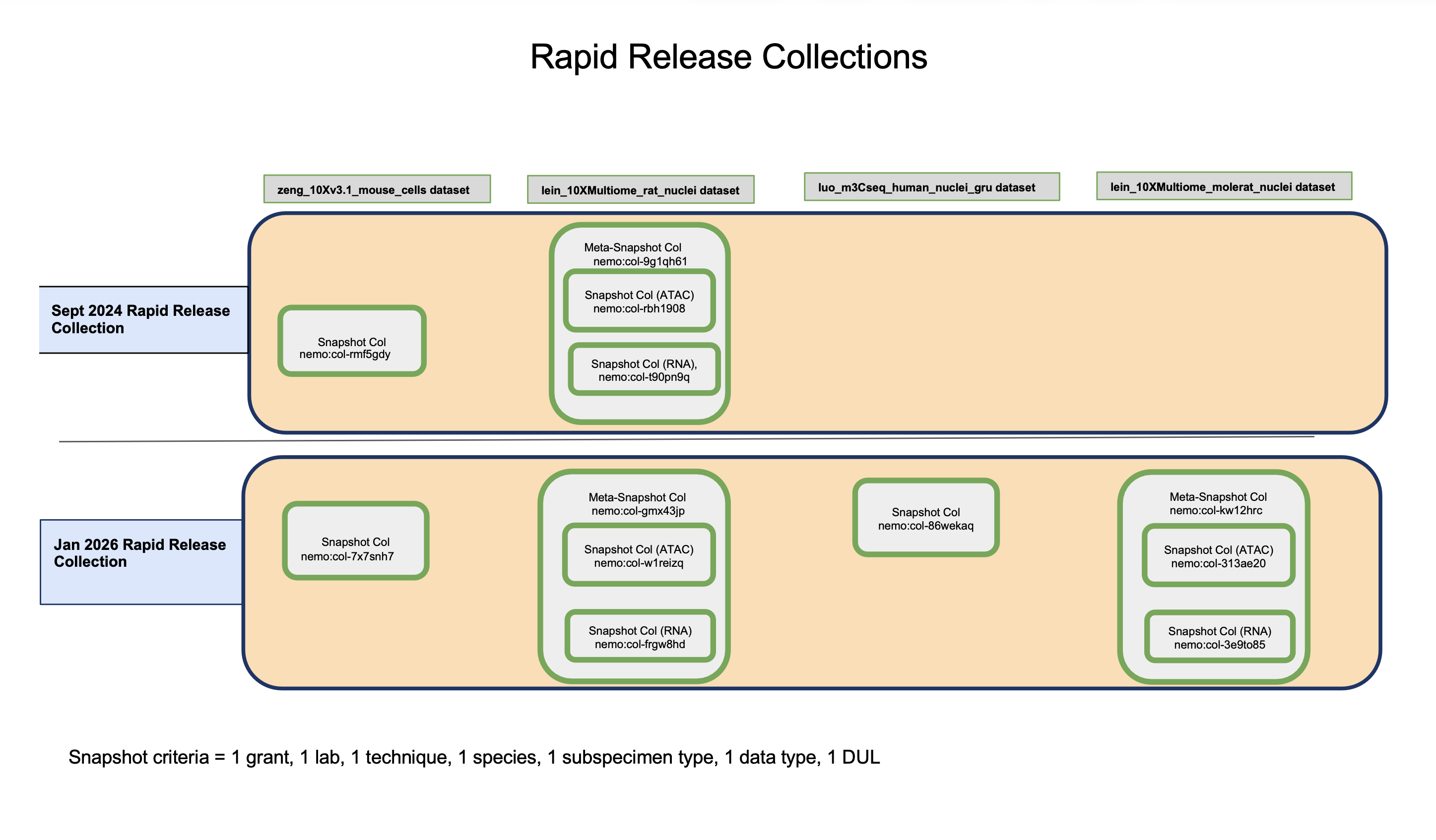 Diagram 3: Illustration of a Rapid Release collection as a temporal grouping of all datasets released during a specific window of time