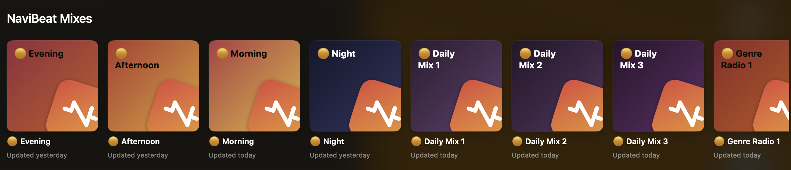 The NaviBeat Mixes shelf on macOS