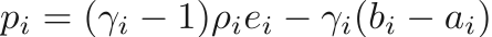 $$
    p_i = (\gamma_i - 1) \rho_i e_i - \gamma_i (b_i - a_i)
$$