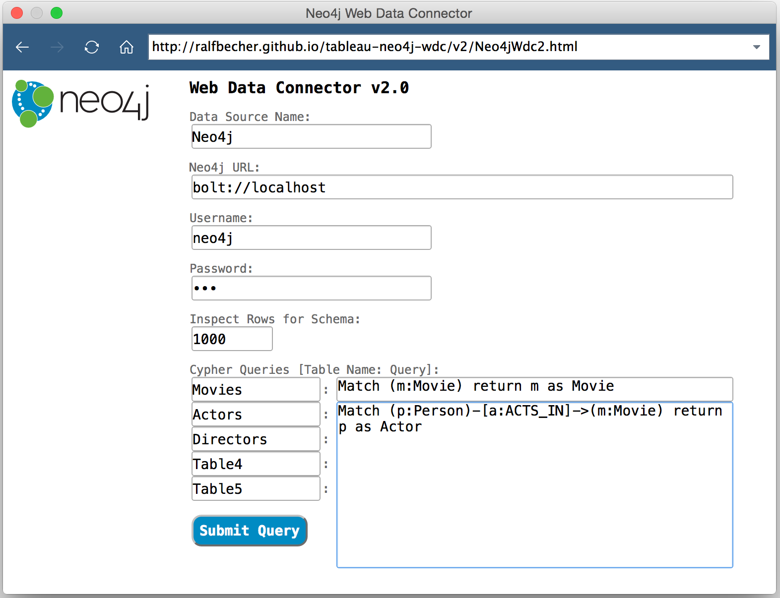 tableau neo4j wdc form