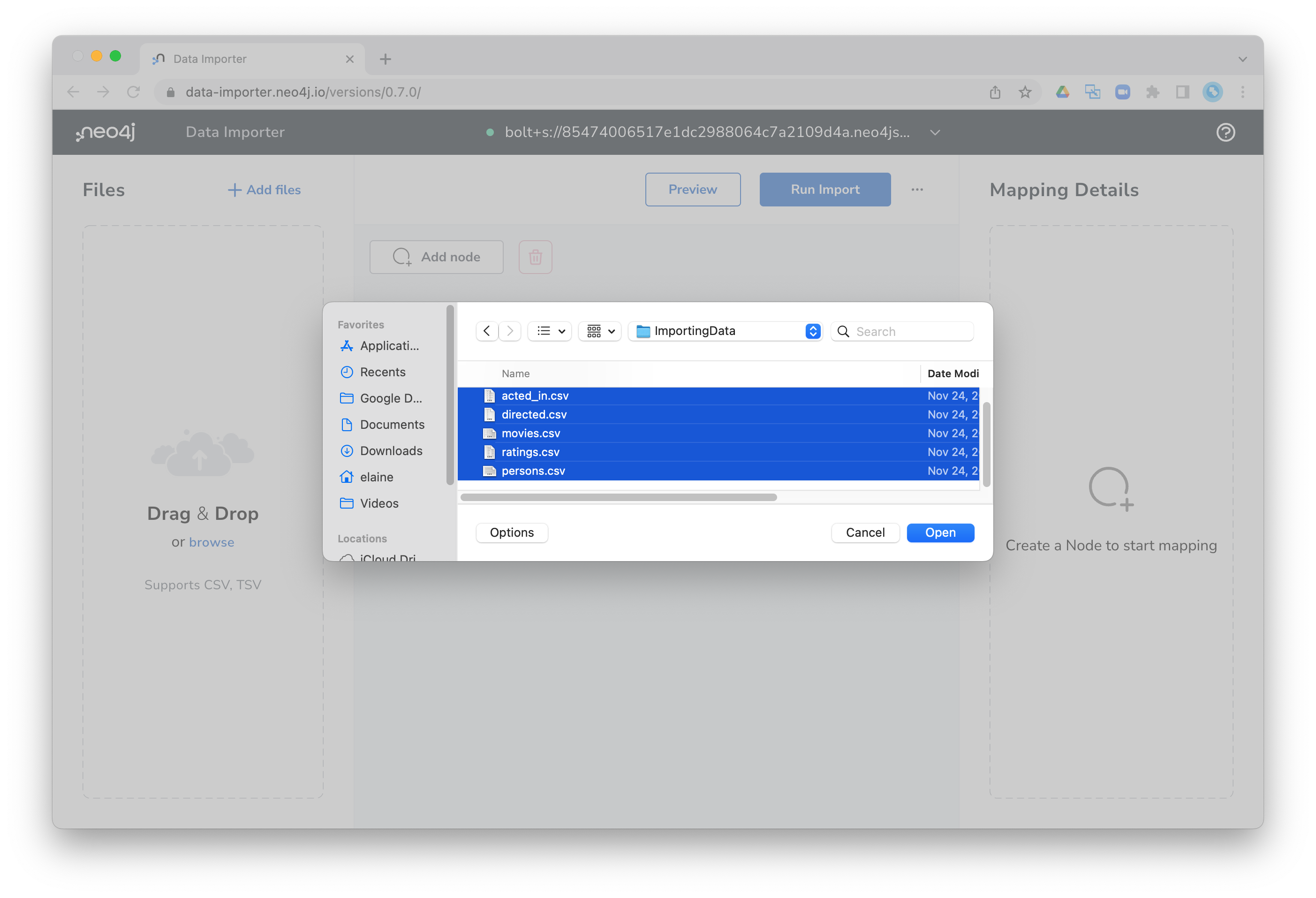 Select CSV files