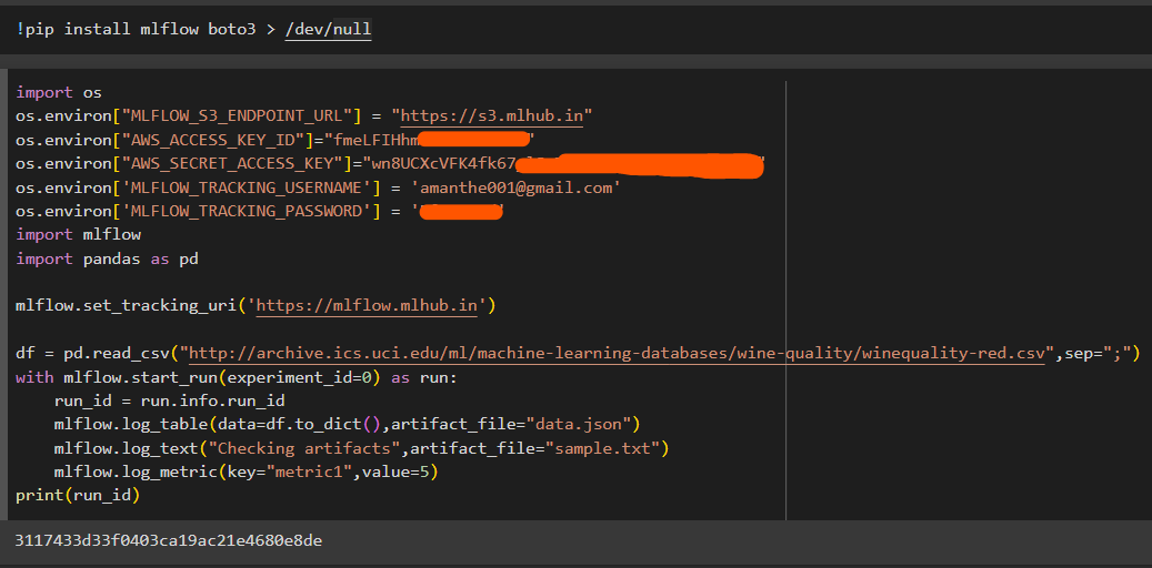 Perform mlflow in jupyternotebook