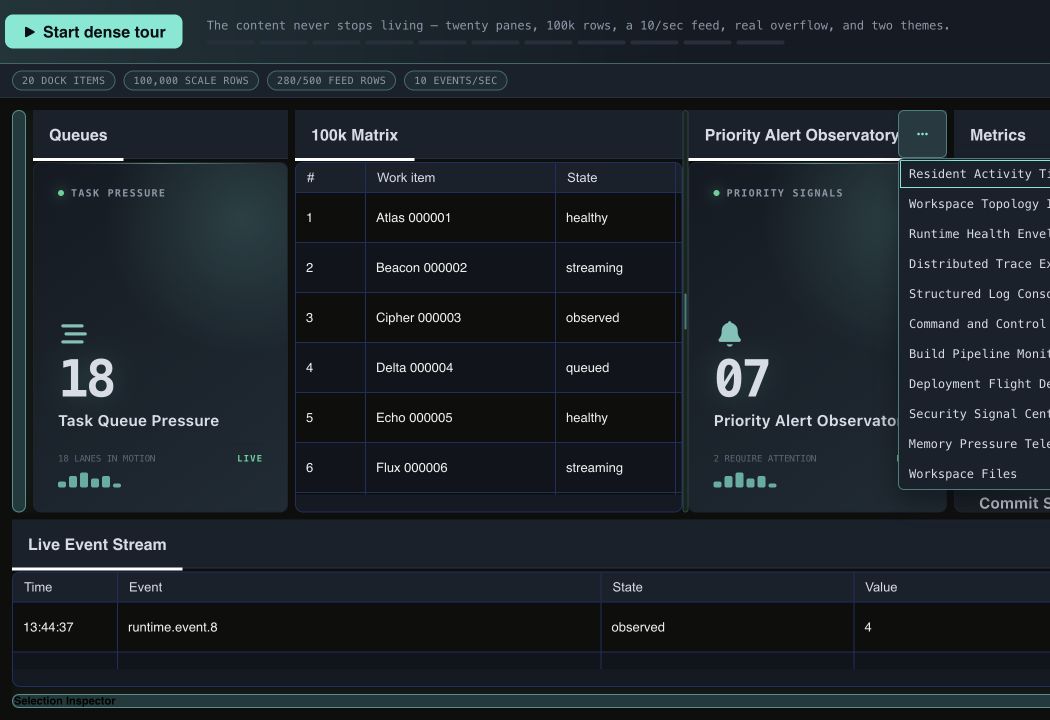 Dark Workstation overflow menu