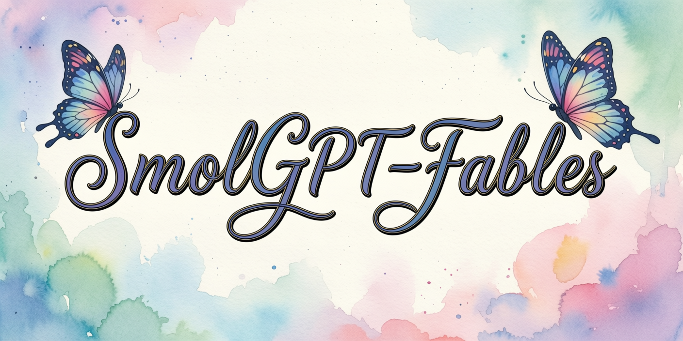 SmolGPT-Fables watercolor banner with butterflies