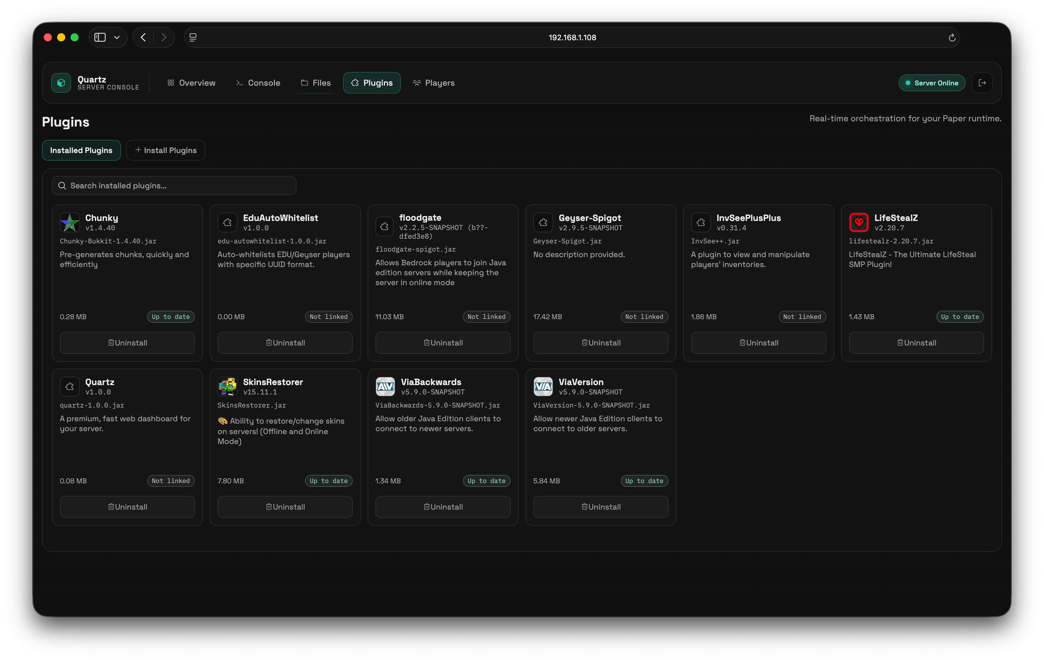 Quartz plugins