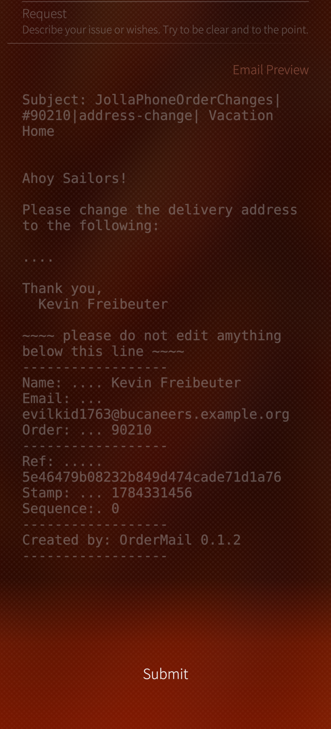 Screenshot of harbour-ordercorrect